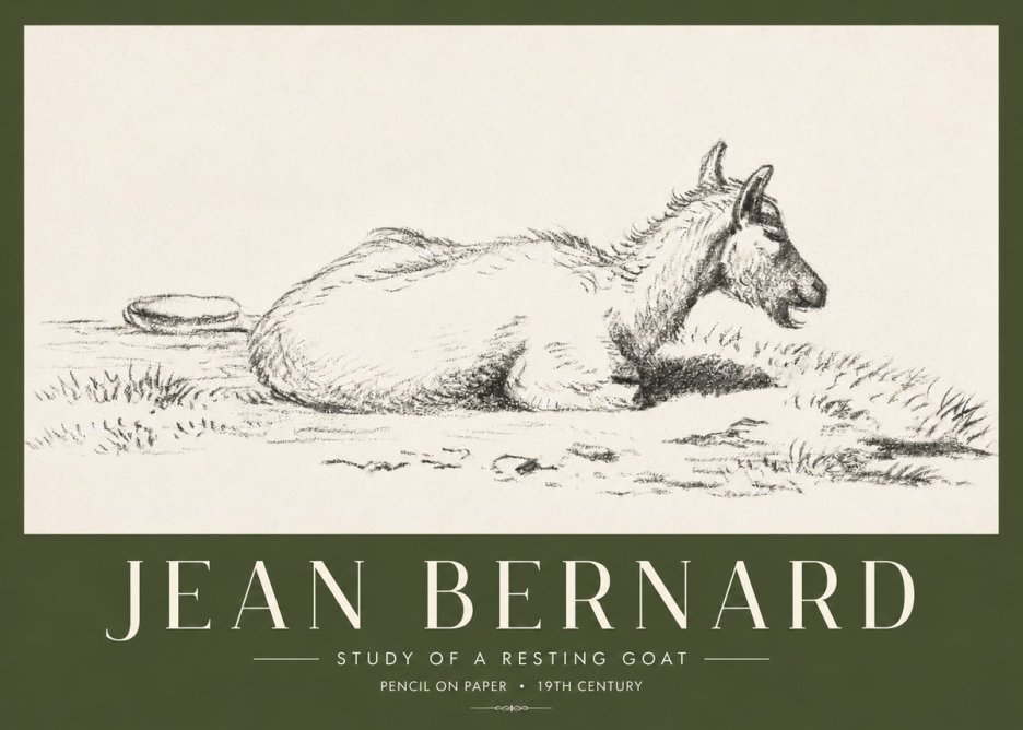 Jean Bernard Study of a Resting Goat No4 - Póster