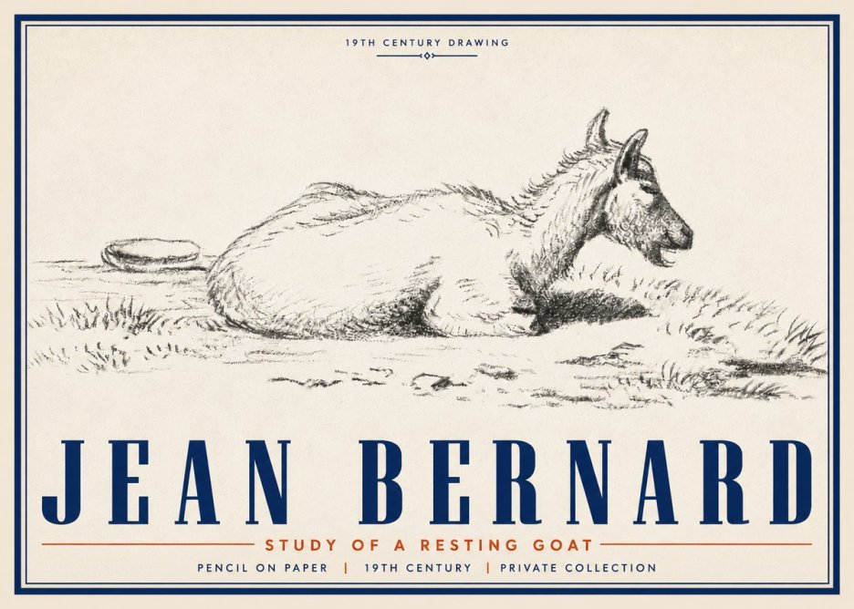 Jean Bernard Study of a Resting Goat No5 - Póster