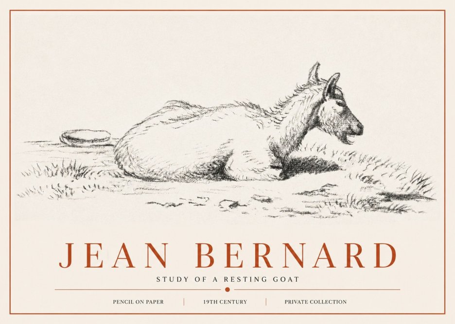 Jean Bernard Study of a Resting Goat No6 - Póster