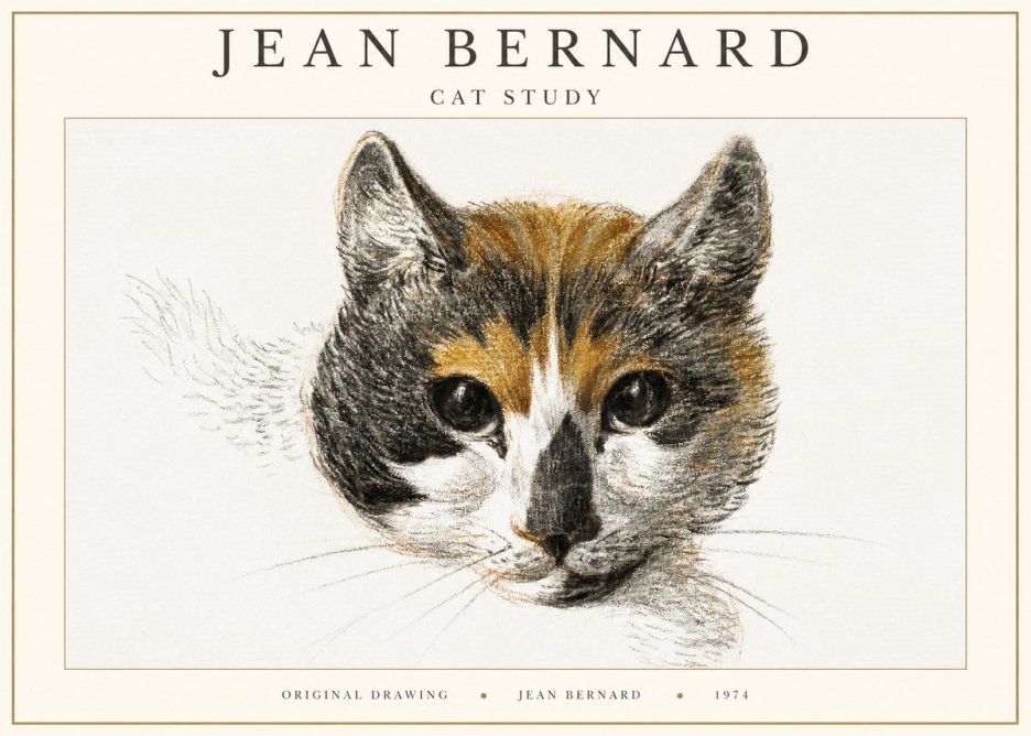 Jean Bernard Study of a Cat II No3 - Póster
