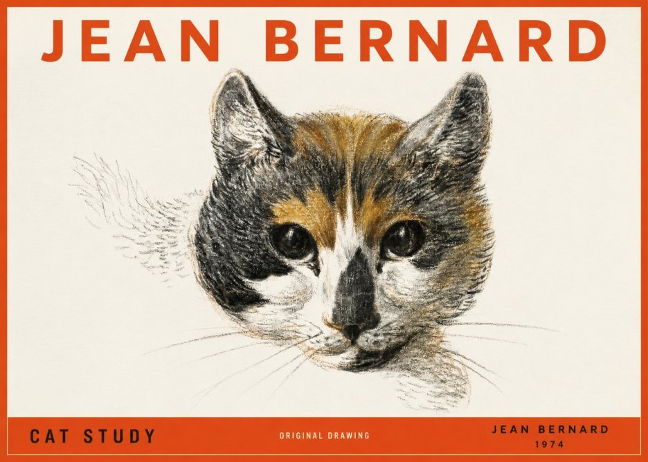 Jean Bernard Study of a Cat II No4 - Póster