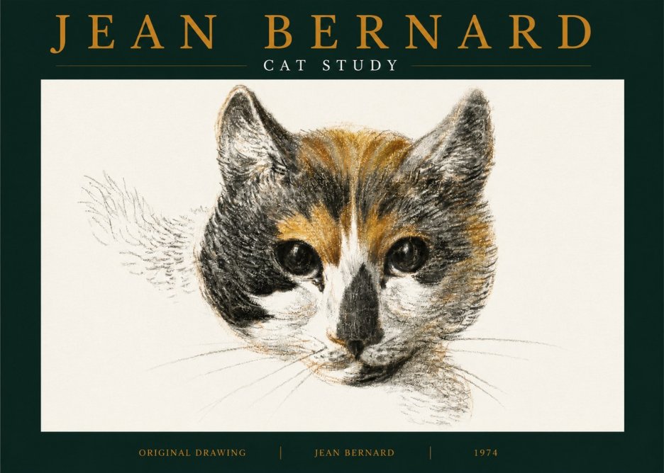 Jean Bernard Study of a Cat II No5 - Póster