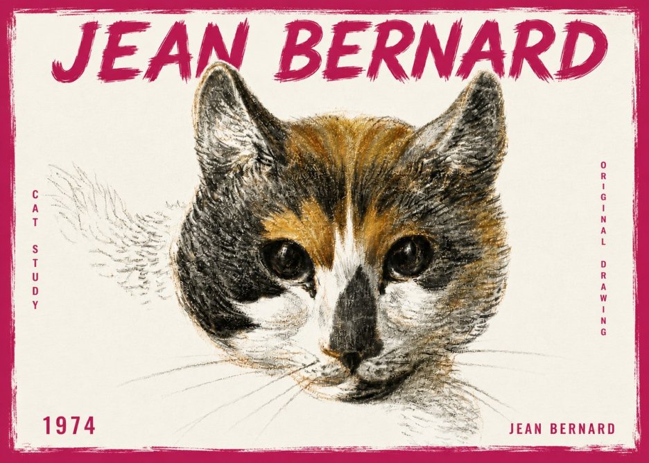 Jean Bernard Study of a Cat II No6 - Póster