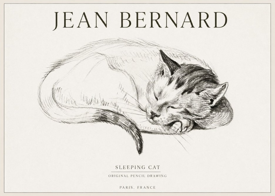 Jean Bernard Sleeping Cat IV No1 - Póster