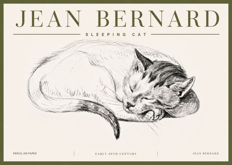 Jean Bernard Sleeping Cat IV No5 - Póster