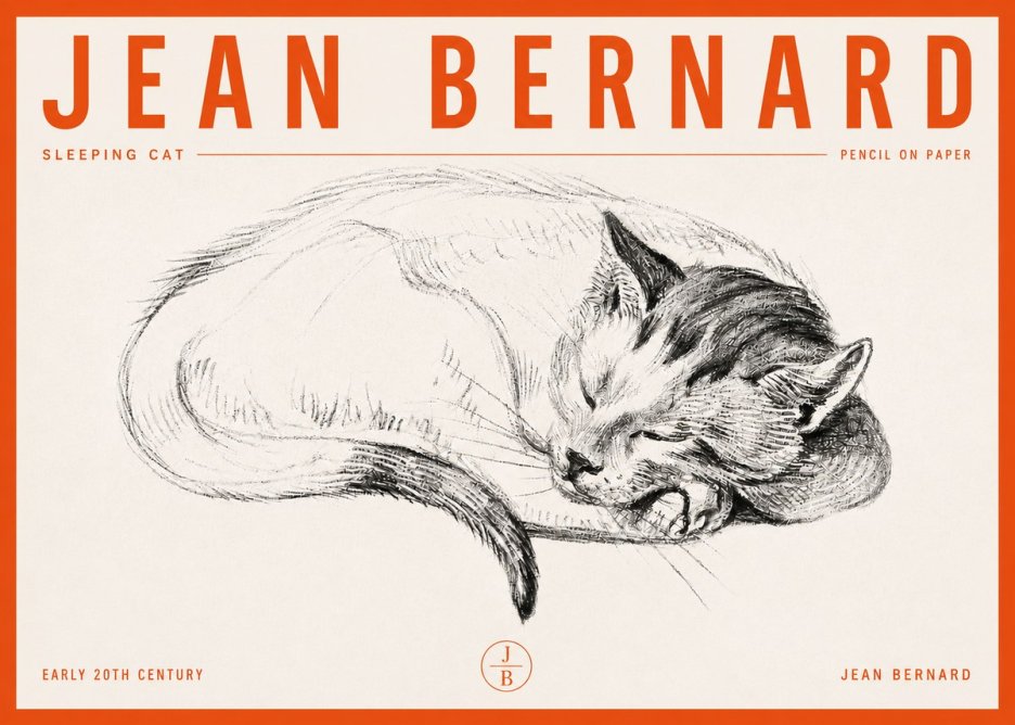 Jean Bernard Sleeping Cat IV No6 - Póster