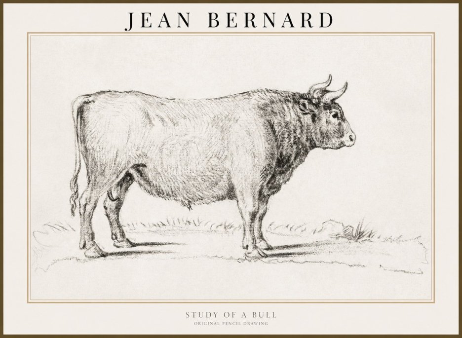 Jean Bernard Study of a Bull I No3 - Póster