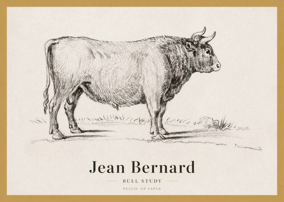 Jean Bernard Study of a Bull I No4 - Póster
