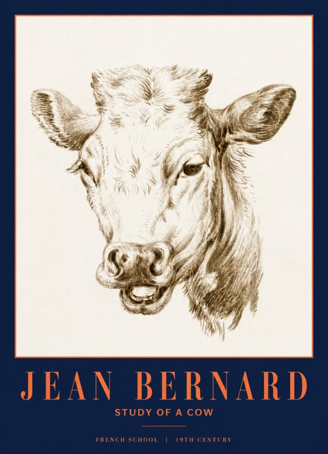 Jean Bernard Study of a Cow IV No3 - Póster