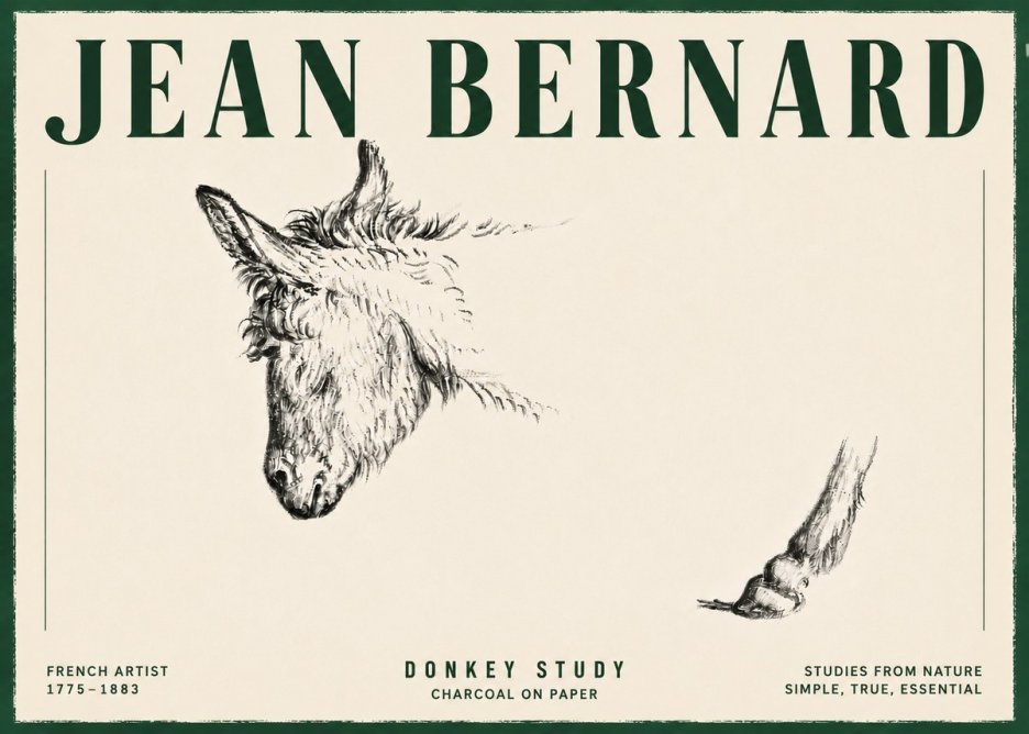 Jean Bernard Study of a Donkey II No6 - Póster