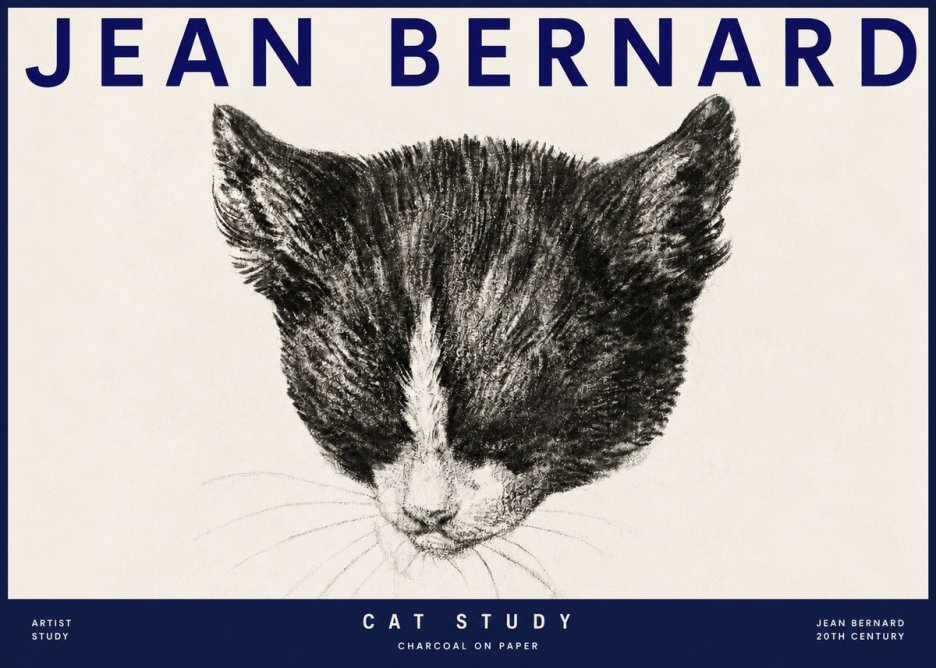 Jean Bernard Cat Study V No3 - Póster
