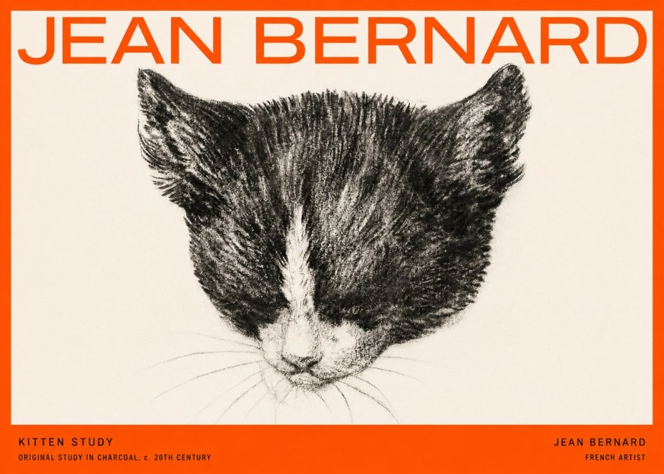 Jean Bernard Cat Study V No5 - Póster