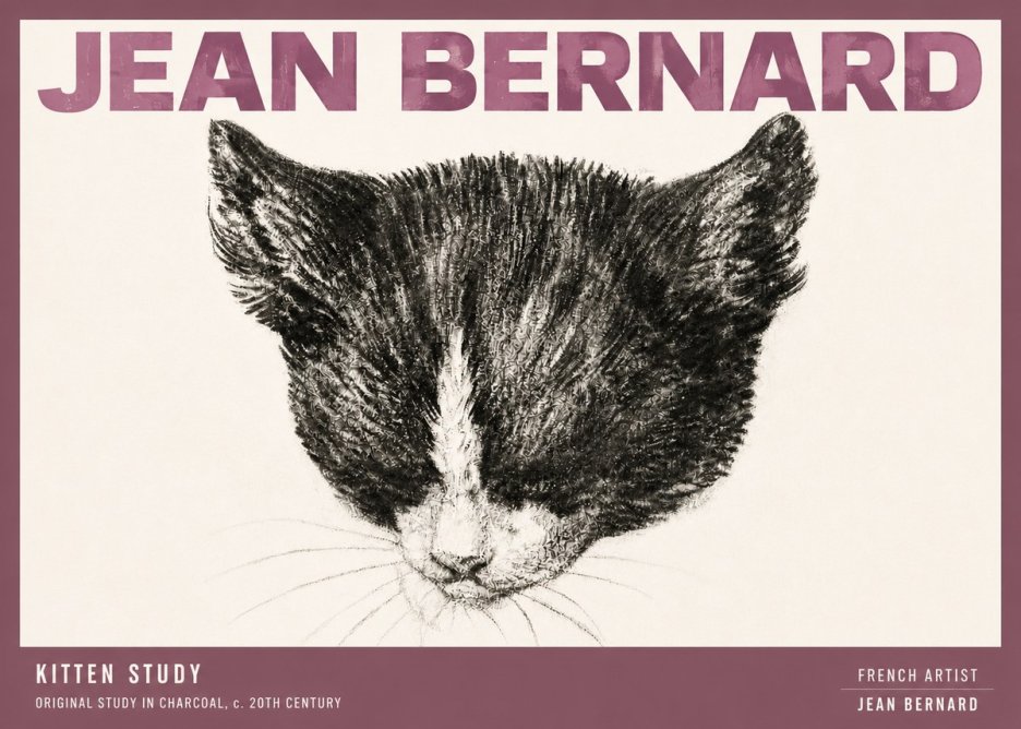 Jean Bernard Cat Study V No6 - Póster