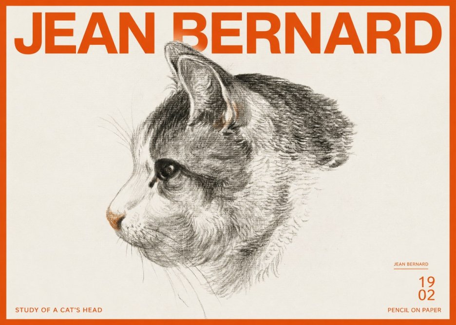 Jean Bernard Cat Study, Profile No3 - Póster