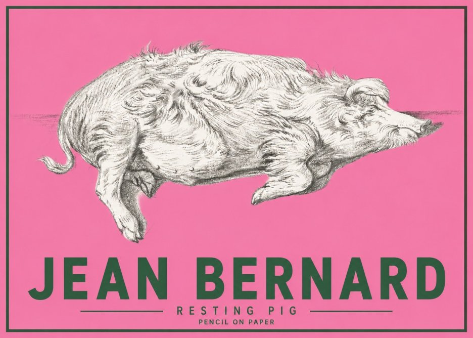 Jean Bernard Study of a Pig I No5 - Póster