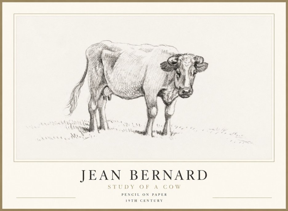 Jean Bernard Study of a Cow V No1 - Póster