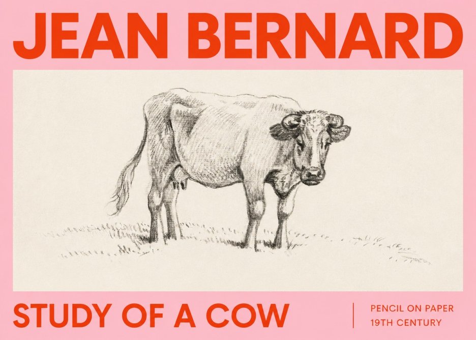 Jean Bernard Study of a Cow V No2 - Póster