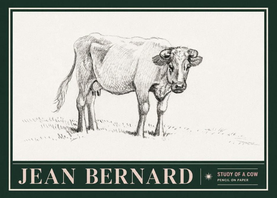 Jean Bernard Study of a Cow V No5 - Póster