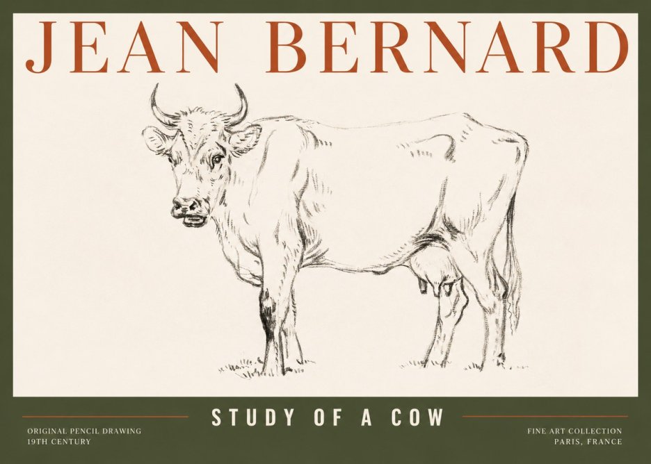 Jean Bernard Study of a Cow VI No2 - Póster