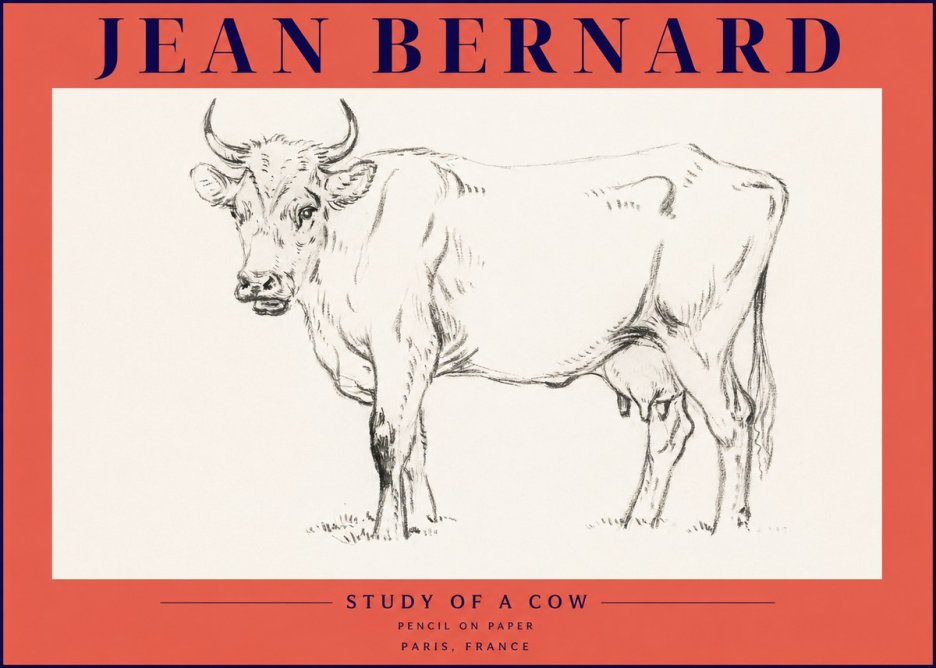 Jean Bernard Study of a Cow VI No4 - Póster