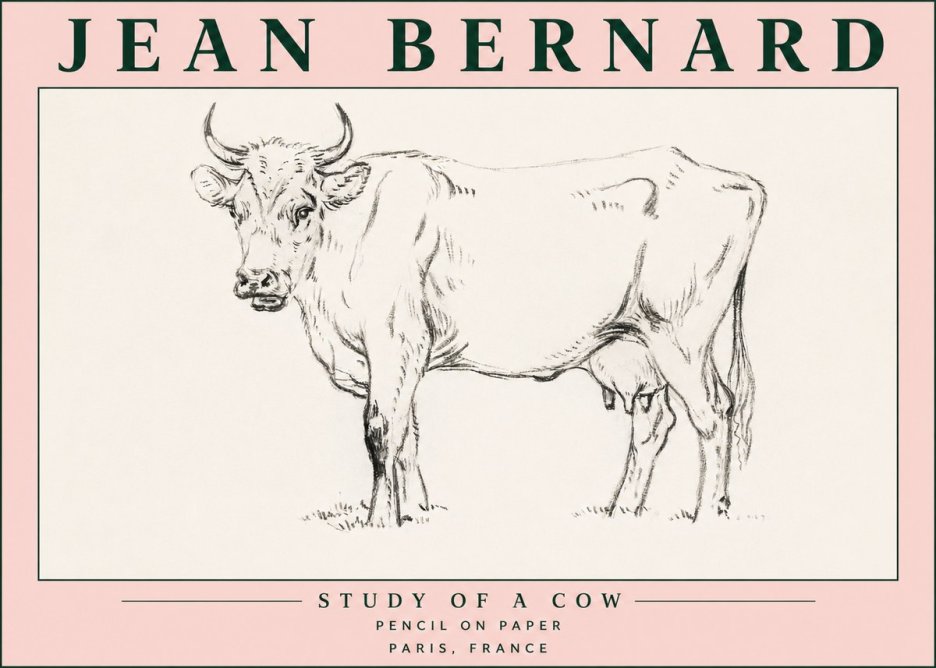 Jean Bernard Study of a Cow VI No5 - Póster