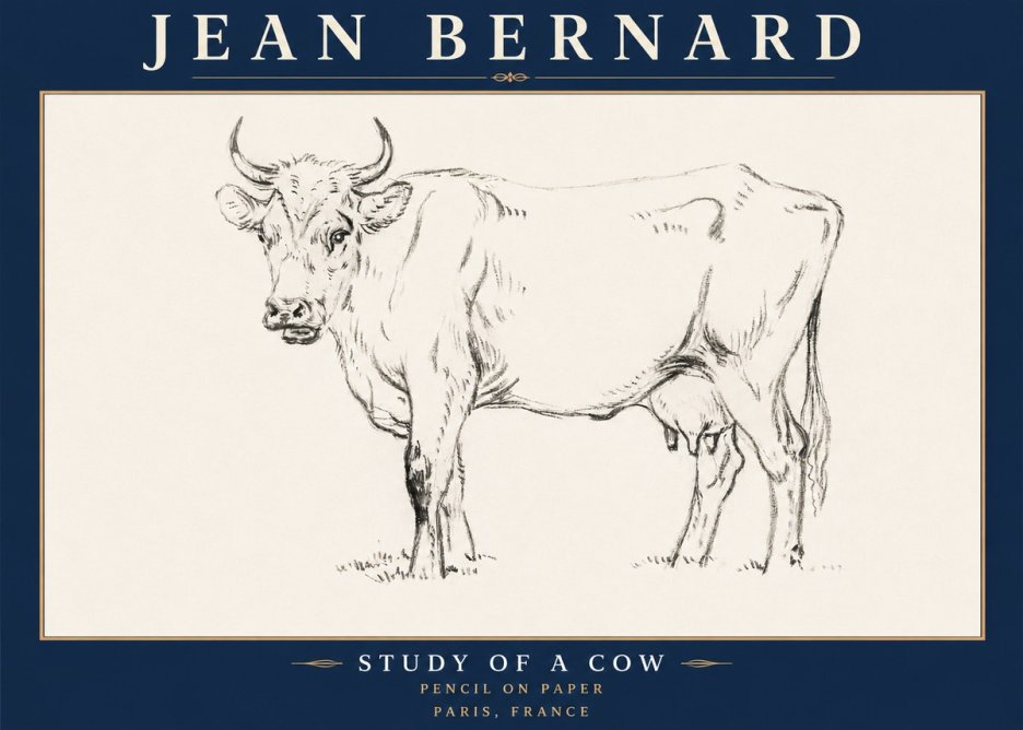 Jean Bernard Study of a Cow VI No6 - Póster