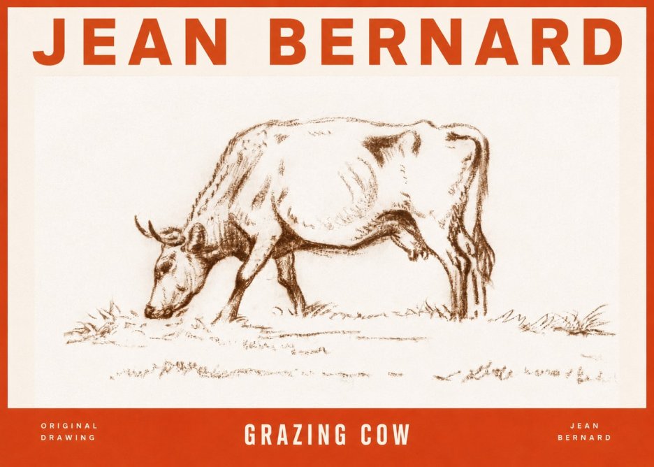 Jean Bernard Grazing Cow II No2 - Póster