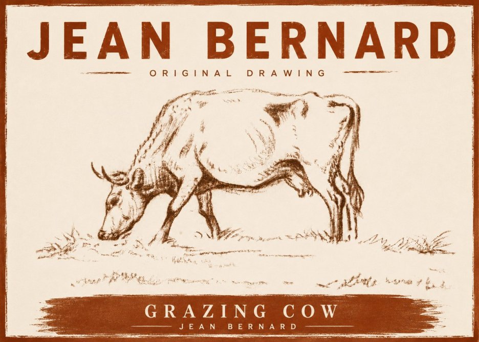 Jean Bernard Grazing Cow II No5 - Póster