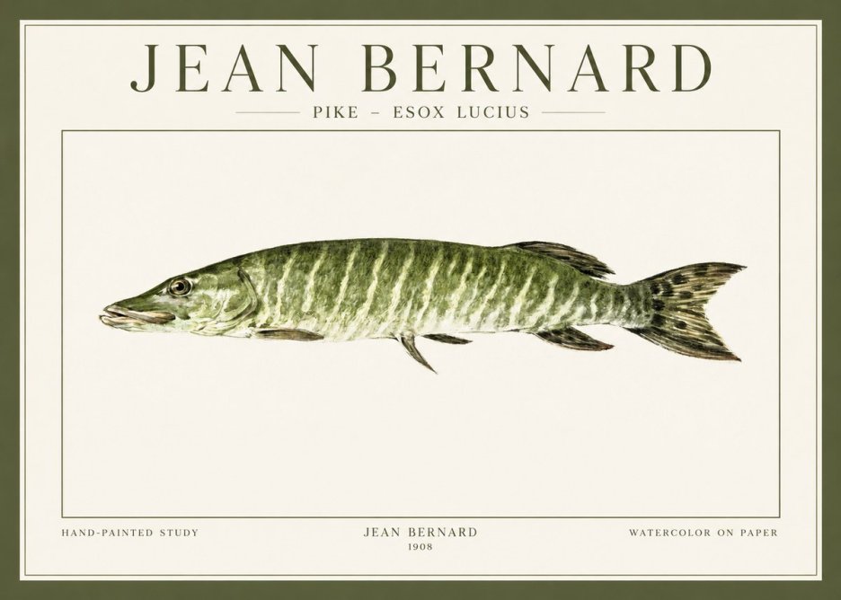 Jean Bernard Northern Pike No2 - Póster