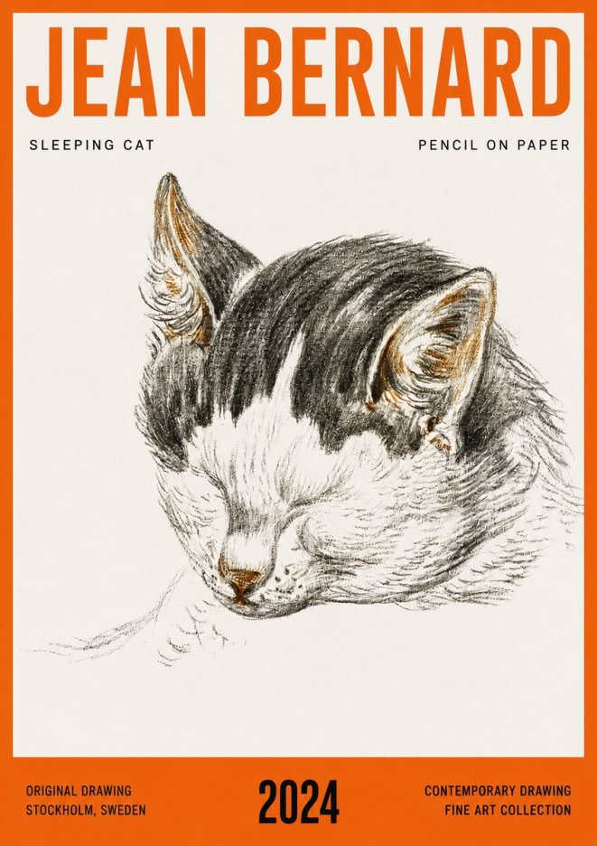 Jean Bernard Sleeping Cat V No4 - Póster