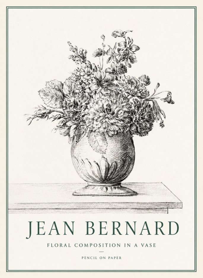 Jean Bernard Floral Composition in a Vase No1 - Póster