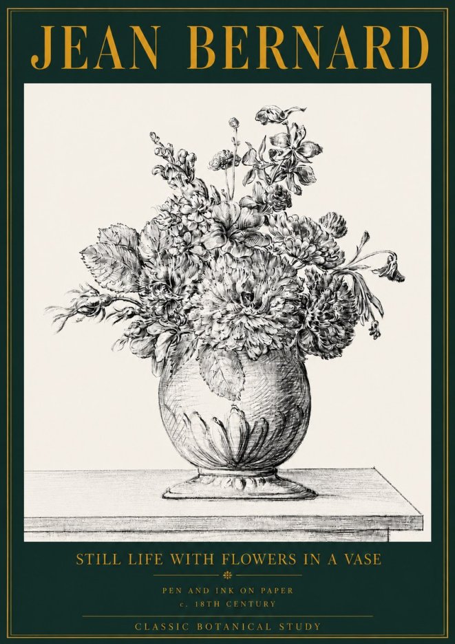 Jean Bernard Floral Composition in a Vase No4 - Póster