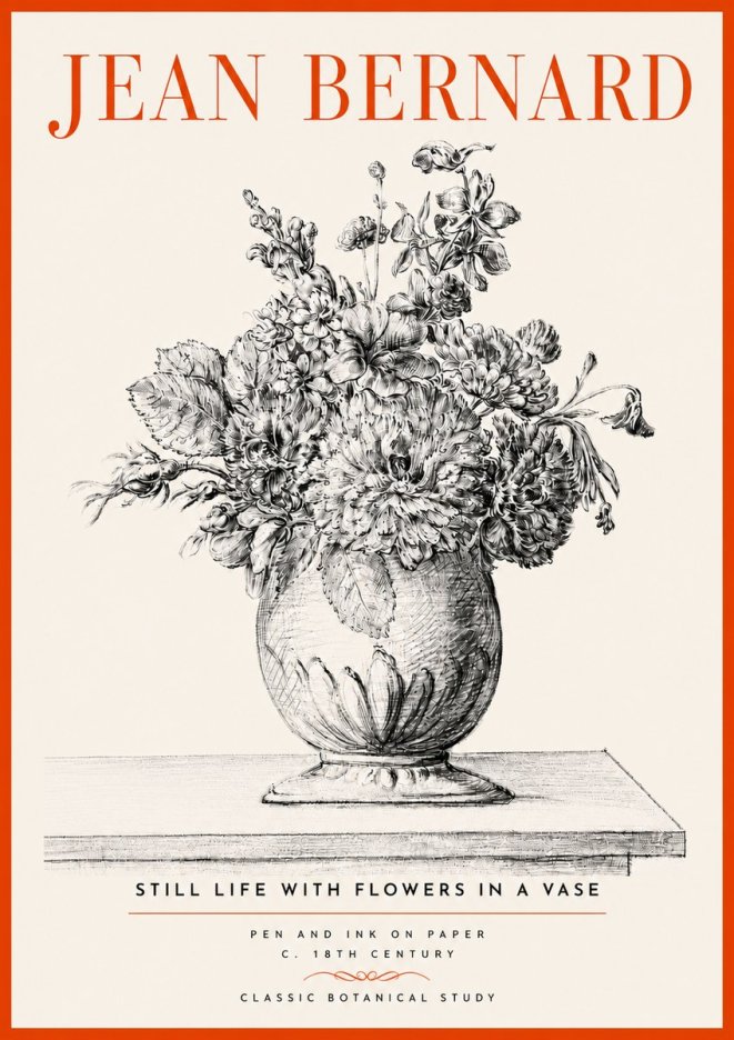 Jean Bernard Floral Composition in a Vase No5 - Póster