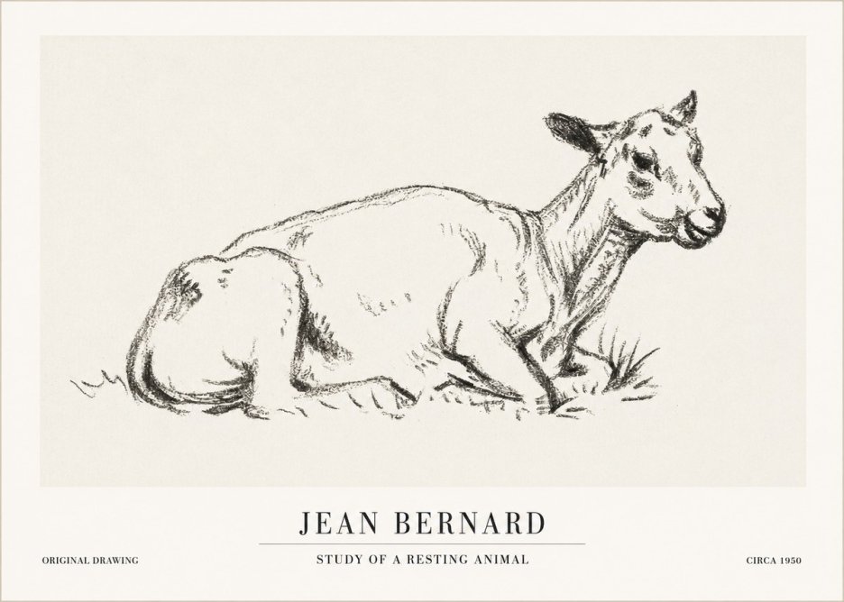 Jean Bernard Study of a Resting Animal No1 - Póster
