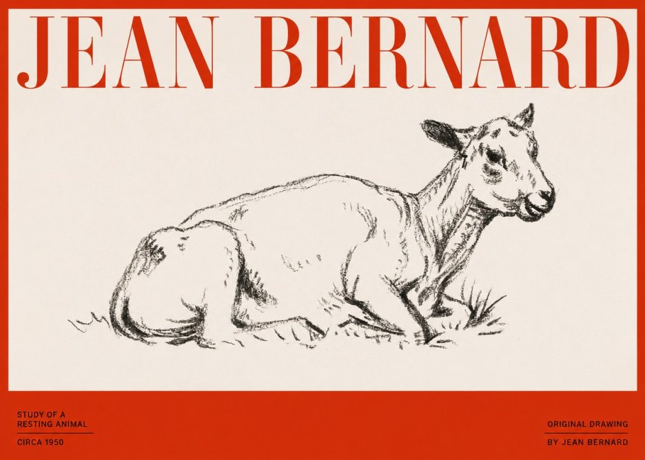 Jean Bernard Study of a Resting Animal No2 - Póster