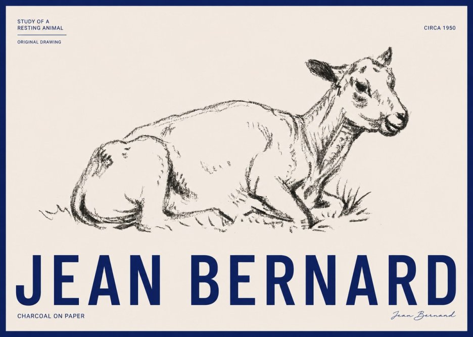 Jean Bernard Study of a Resting Animal No3 - Póster