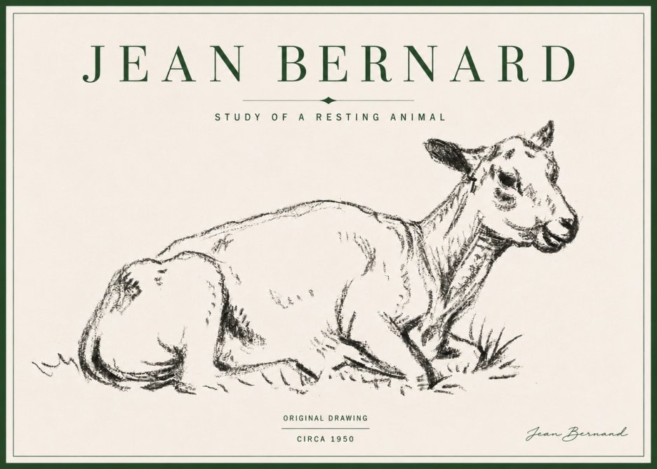 Jean Bernard Study of a Resting Animal No4 - Póster