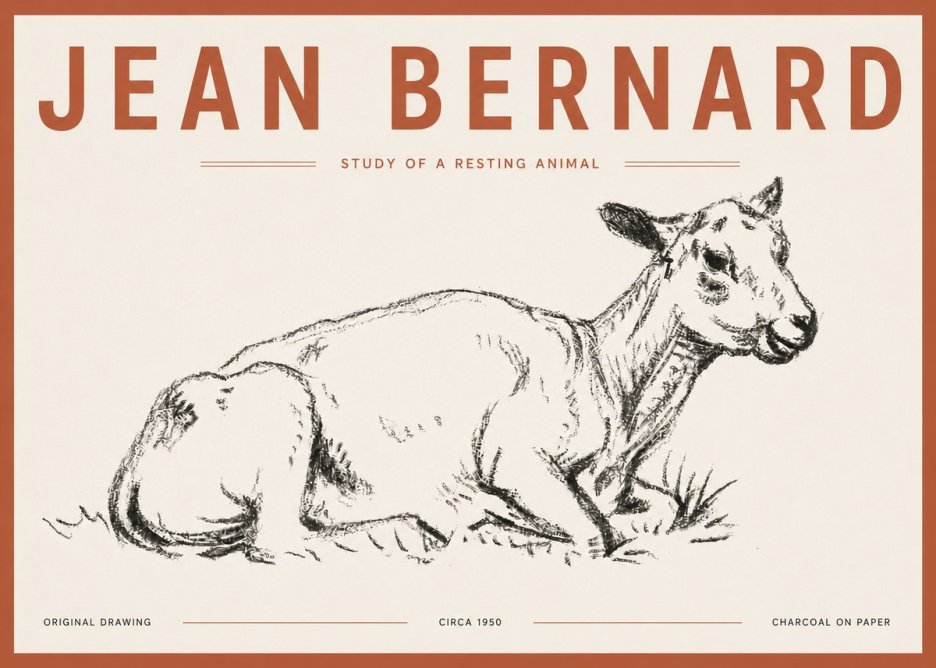 Jean Bernard Study of a Resting Animal No5 - Póster