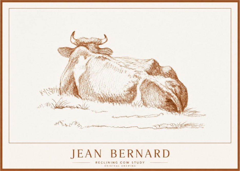 Jean Bernard Reclining Cow Study No1 - Póster