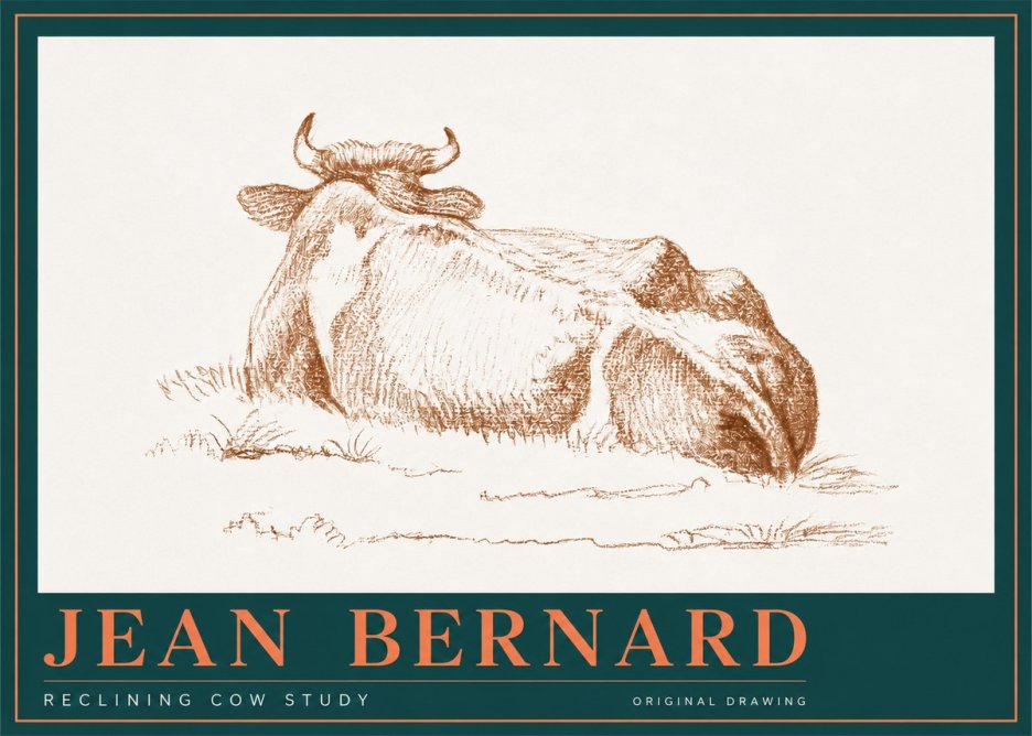 Jean Bernard Reclining Cow Study No2 - Póster
