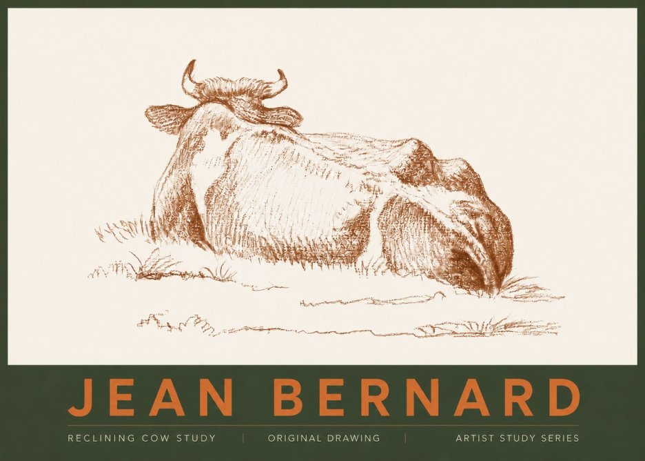 Jean Bernard Reclining Cow Study No4 - Póster