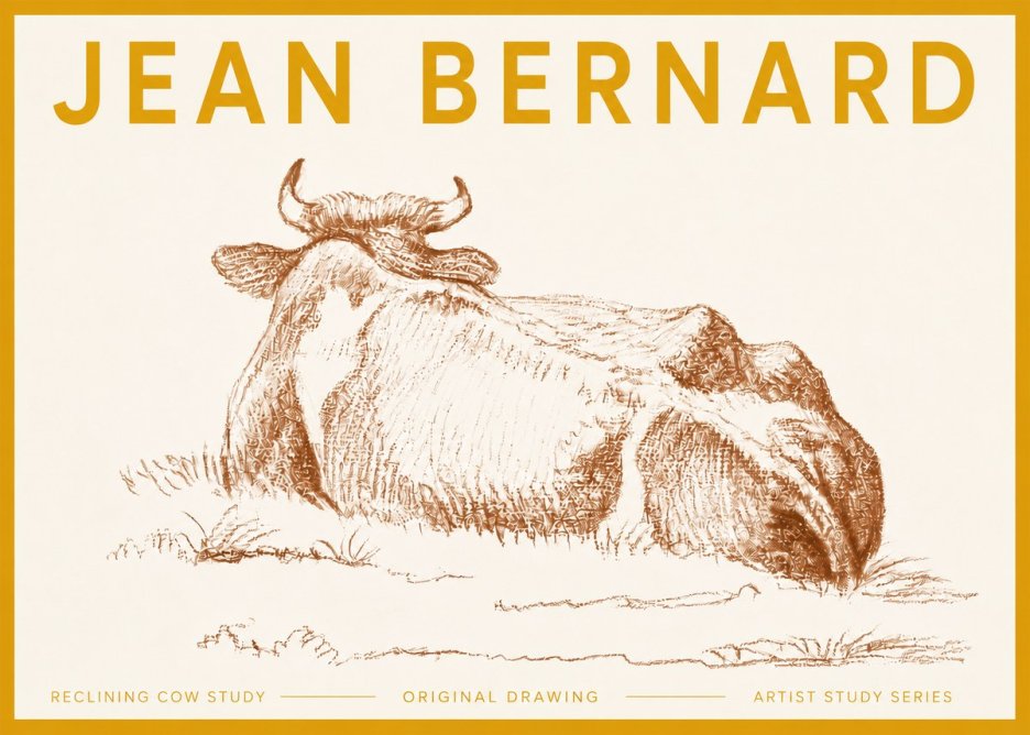 Jean Bernard Reclining Cow Study No5 - Póster