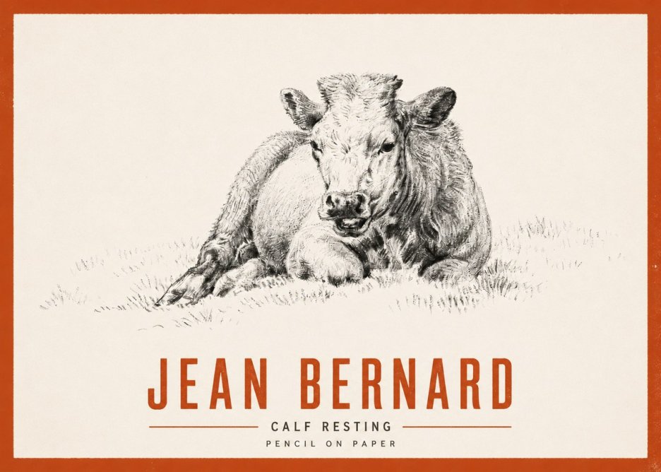 Jean Bernard Calf Resting No2 - Póster