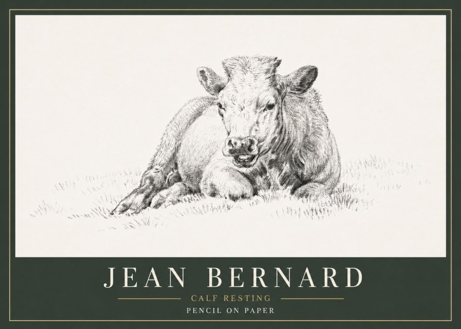 Jean Bernard Calf Resting No6 - Póster