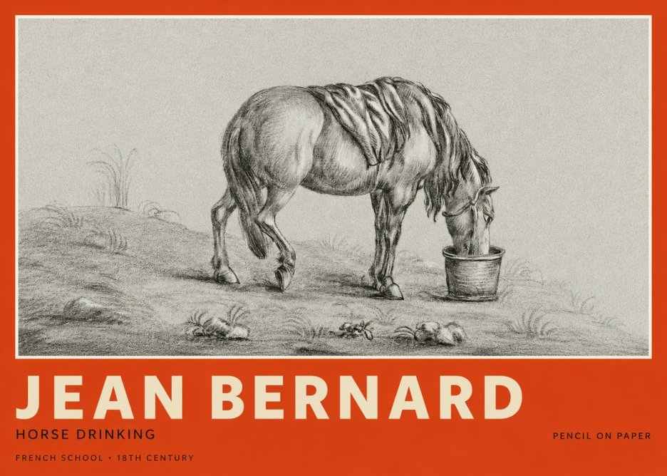 Jean Bernard Horse Drinking No2 - Póster