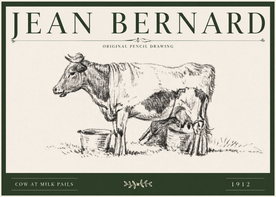 Jean Bernard Cow at Milk Pails No3 - Póster