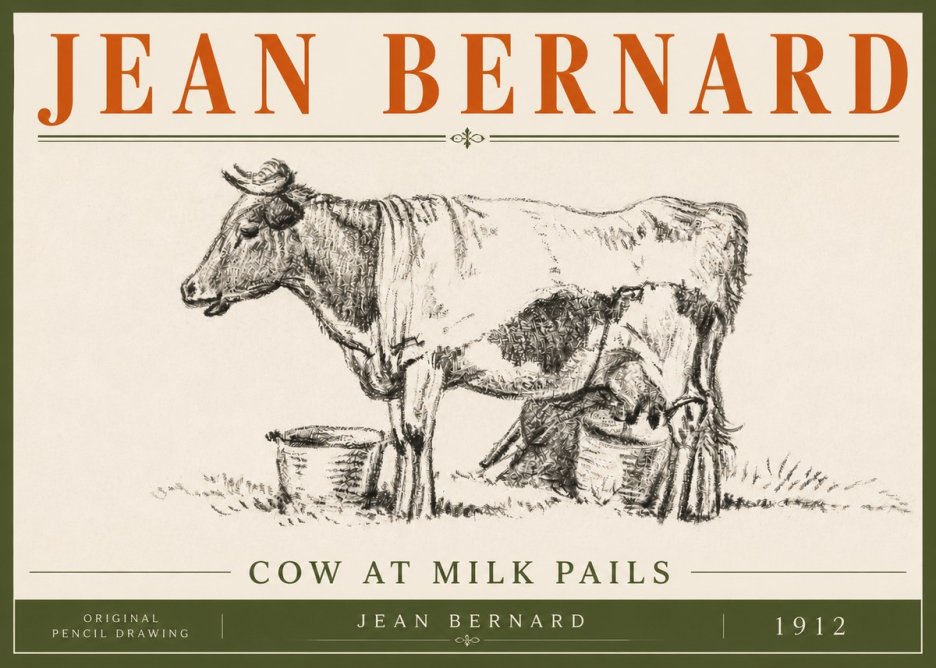 Jean Bernard Cow at Milk Pails No6 - Póster
