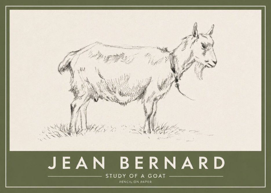 Jean Bernard Study of a Goat III No2 - Póster