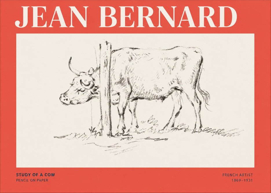 Jean Bernard Study of a Cow VII No5 - Póster