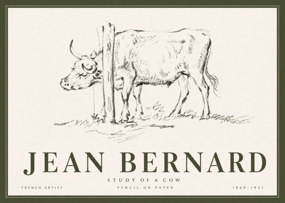 Jean Bernard Study of a Cow VII No6 - Póster
